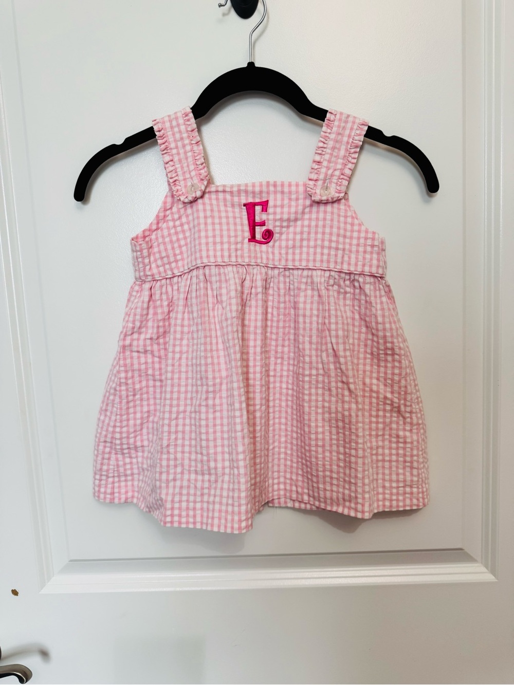 Little English Pink Gingham Dress with Monogram size 5. Like new